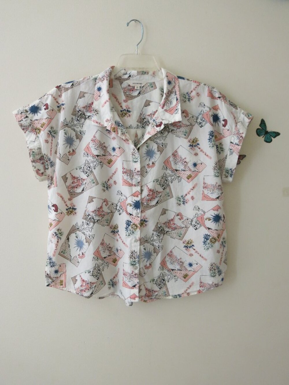Lucky Brand Mediterranean Sea Travel Cruise Postcard Vintage Style Shirt Size XL
